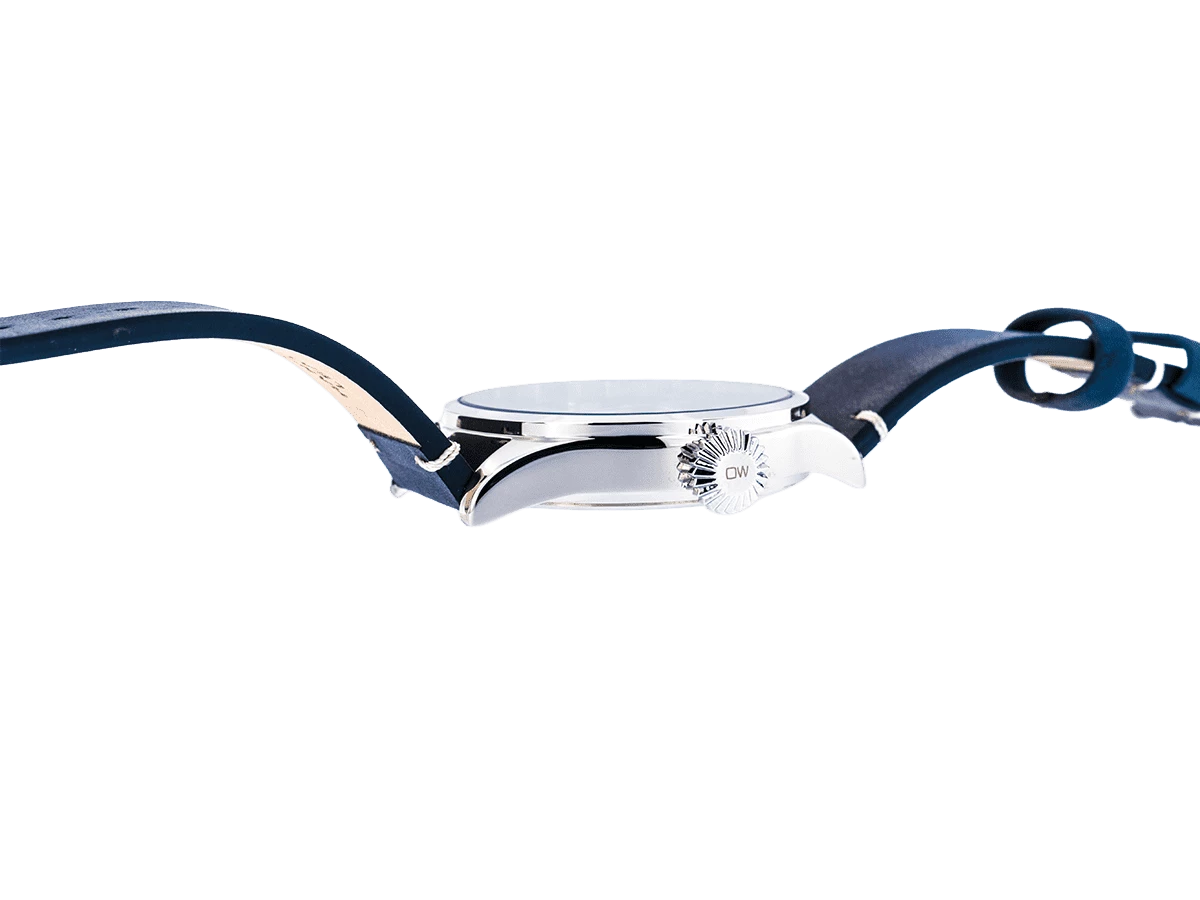 Cool, attraktive Trend-Uhr, silber, Echtlederband blau - Bild 5