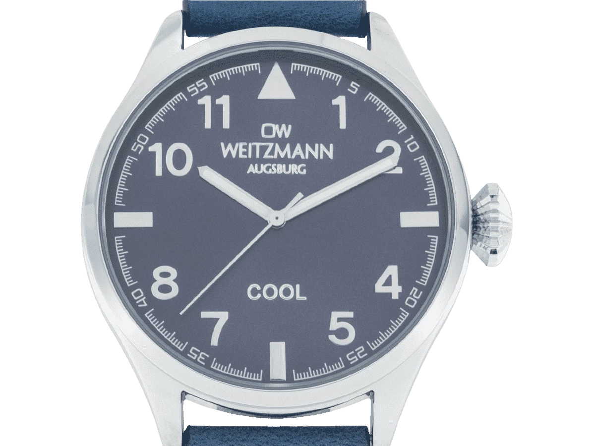 Cool, attraktive Trend-Uhr, silber, Echtlederband blau - Bild 8