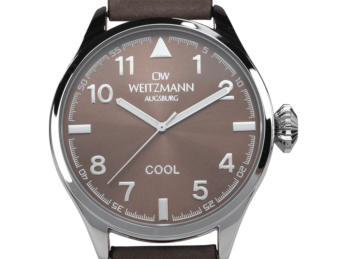 Cool, attraktive Trend-Uhr, silber, Echtlederband braun - Bild 2