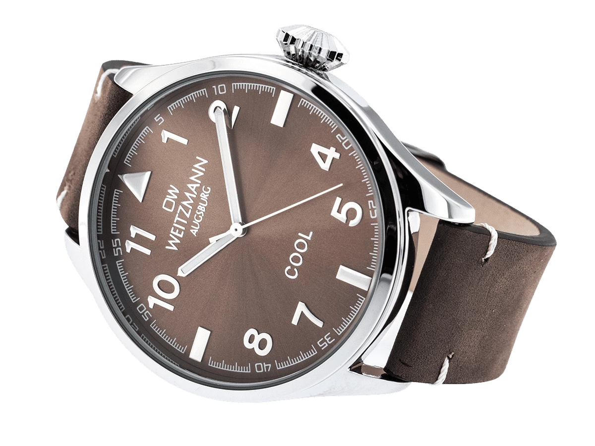 Cool, attraktive Trend-Uhr, silber, Echtlederband braun - Bild 4