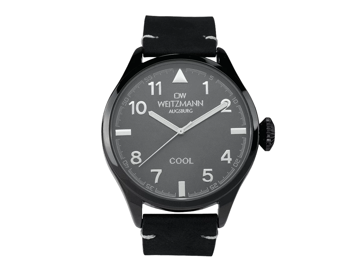 Cool, attraktive Trend-Uhr, schwarz, Echtlederband schwarz