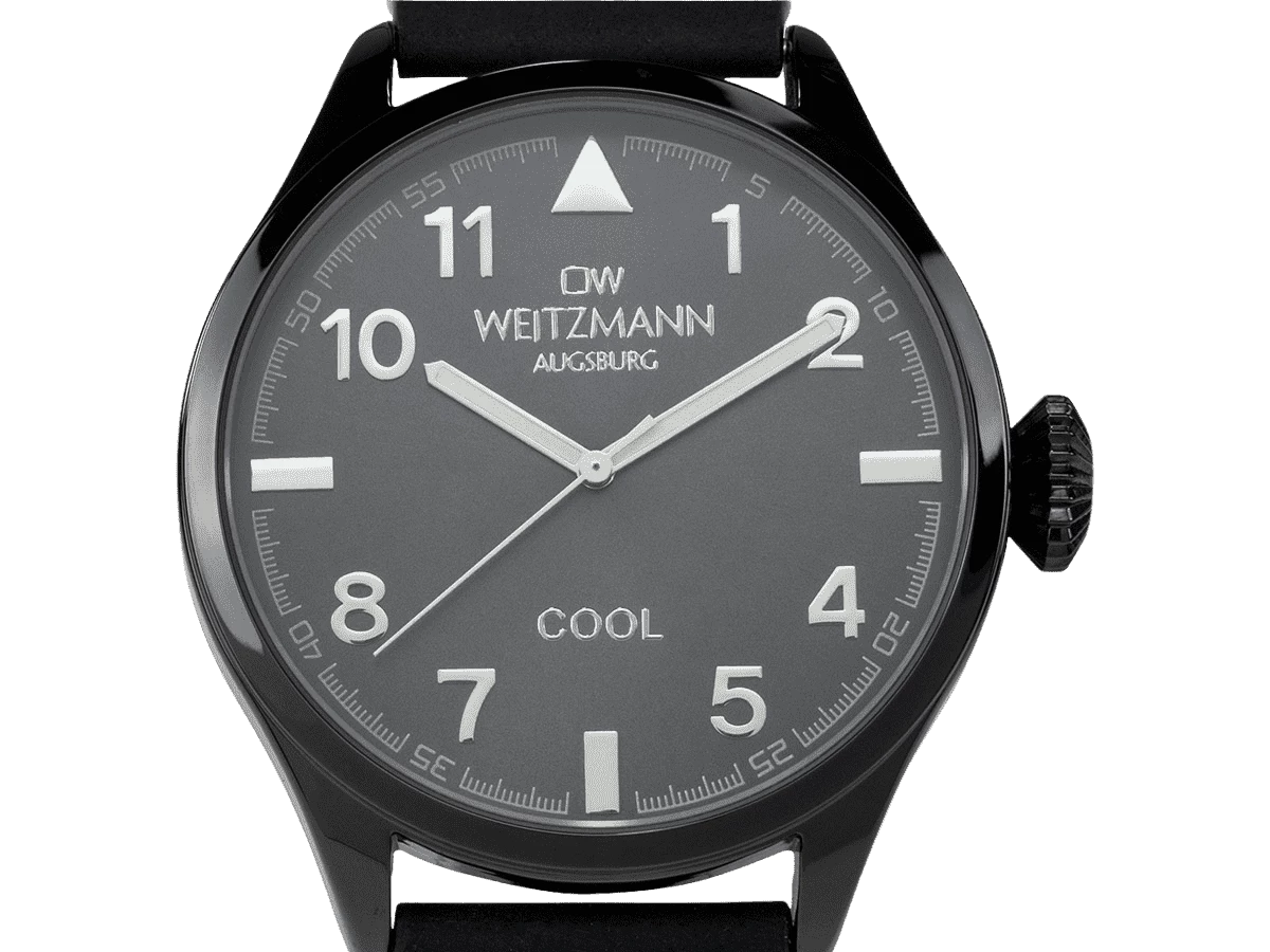 Cool, attraktive Trend-Uhr, schwarz, Echtlederband schwarz - Bild 2