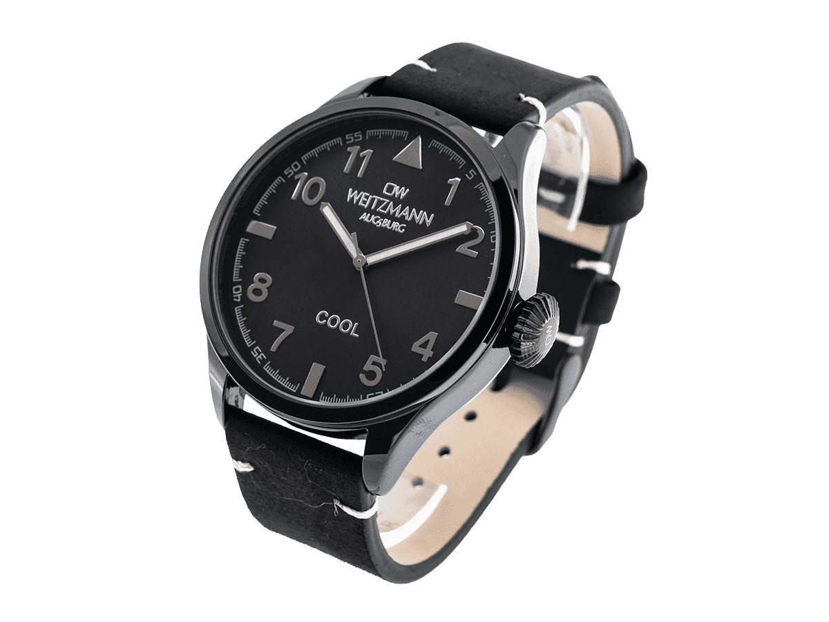 Cool, attraktive Trend-Uhr, schwarz, Echtlederband schwarz - Bild 3