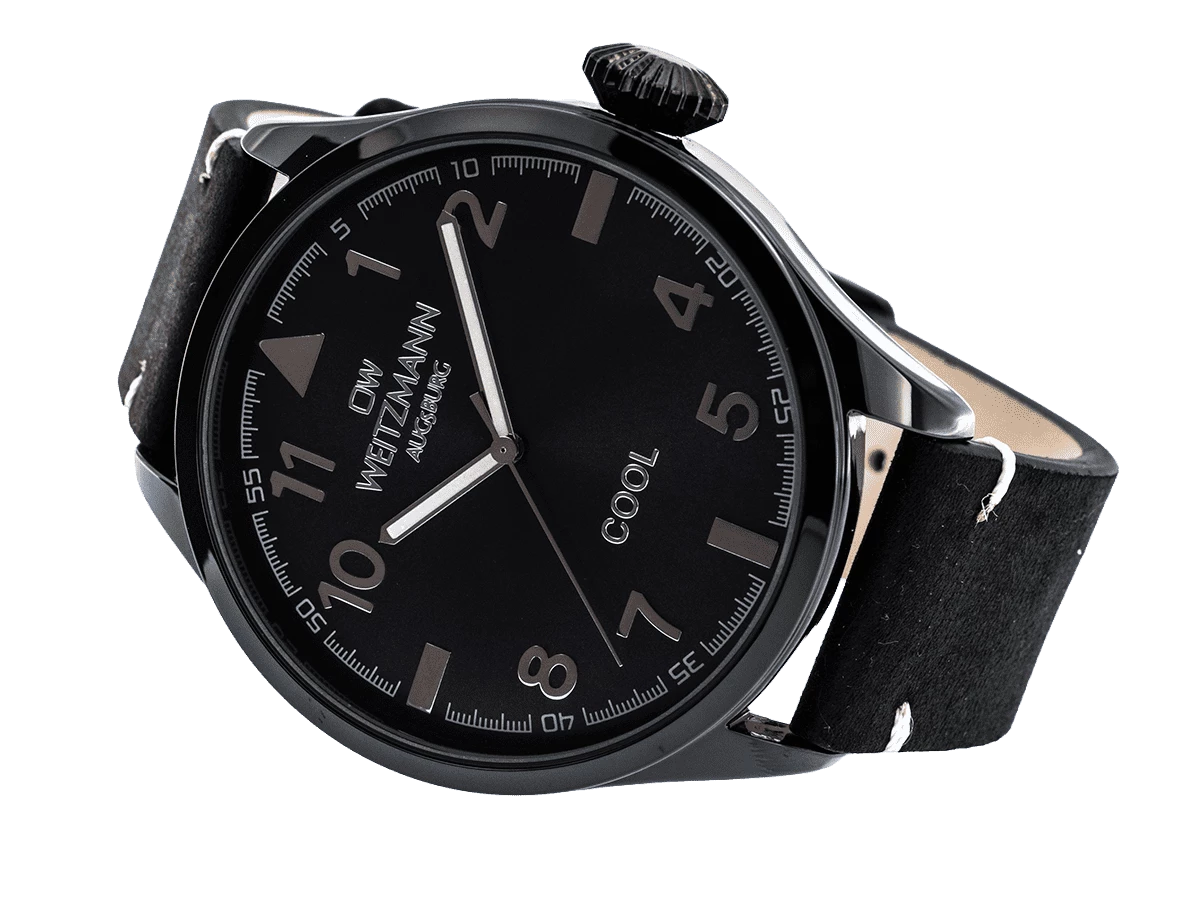 Cool, attraktive Trend-Uhr, schwarz, Echtlederband schwarz - Bild 4