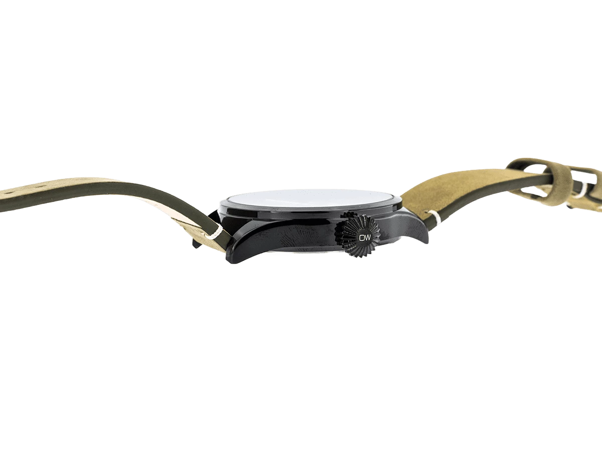 Cool, attraktive Trend-Uhr, schwarz, Echtlederband olive - Bild 5