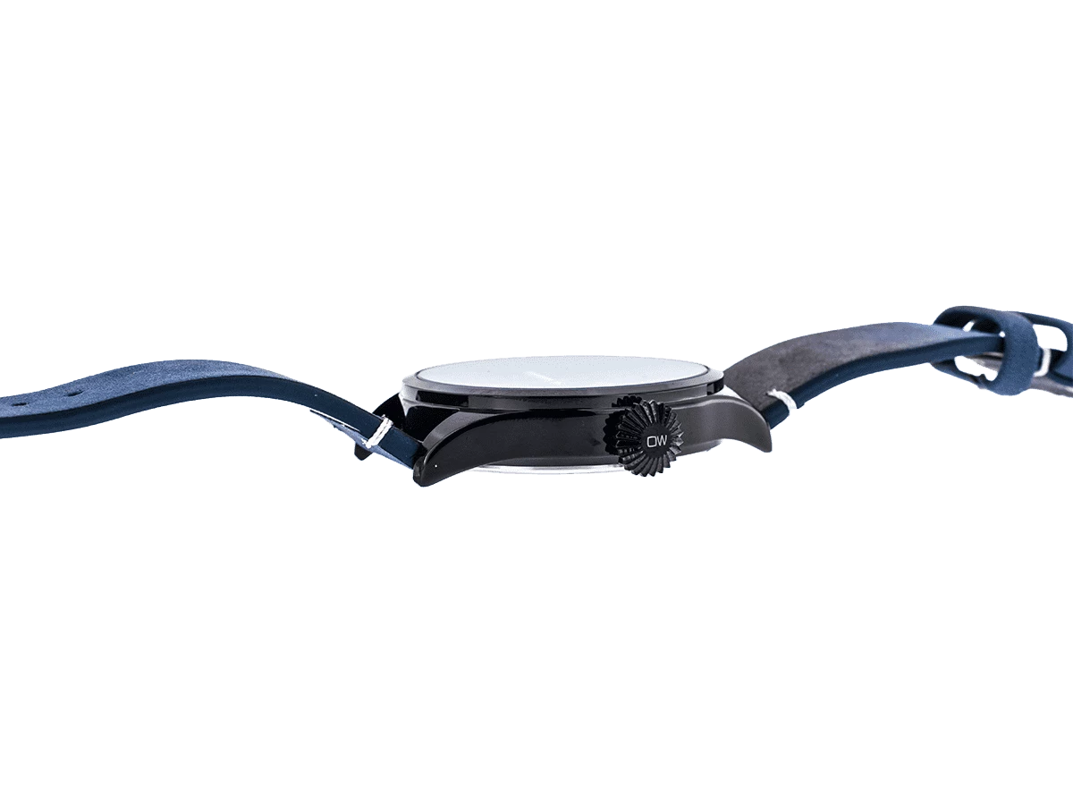 Cool, attraktive Trend-Uhr, schwarz, Echtlederband blau - Bild 5