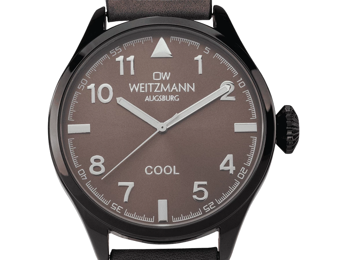 Cool, attraktive Trend-Uhr, schwarz, Echtlederband braun - Bild 2