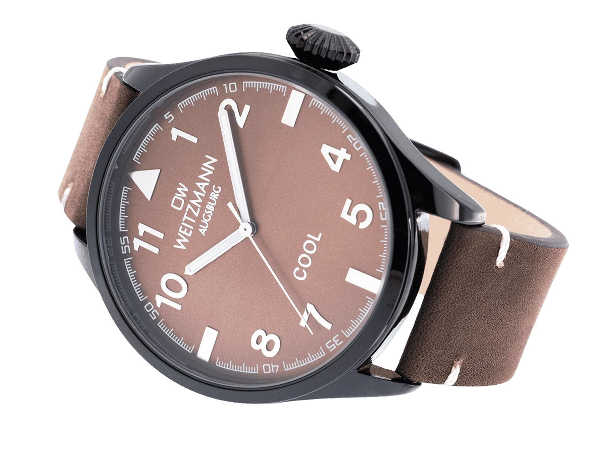 Cool, attraktive Trend-Uhr, schwarz, Echtlederband braun - Bild 4