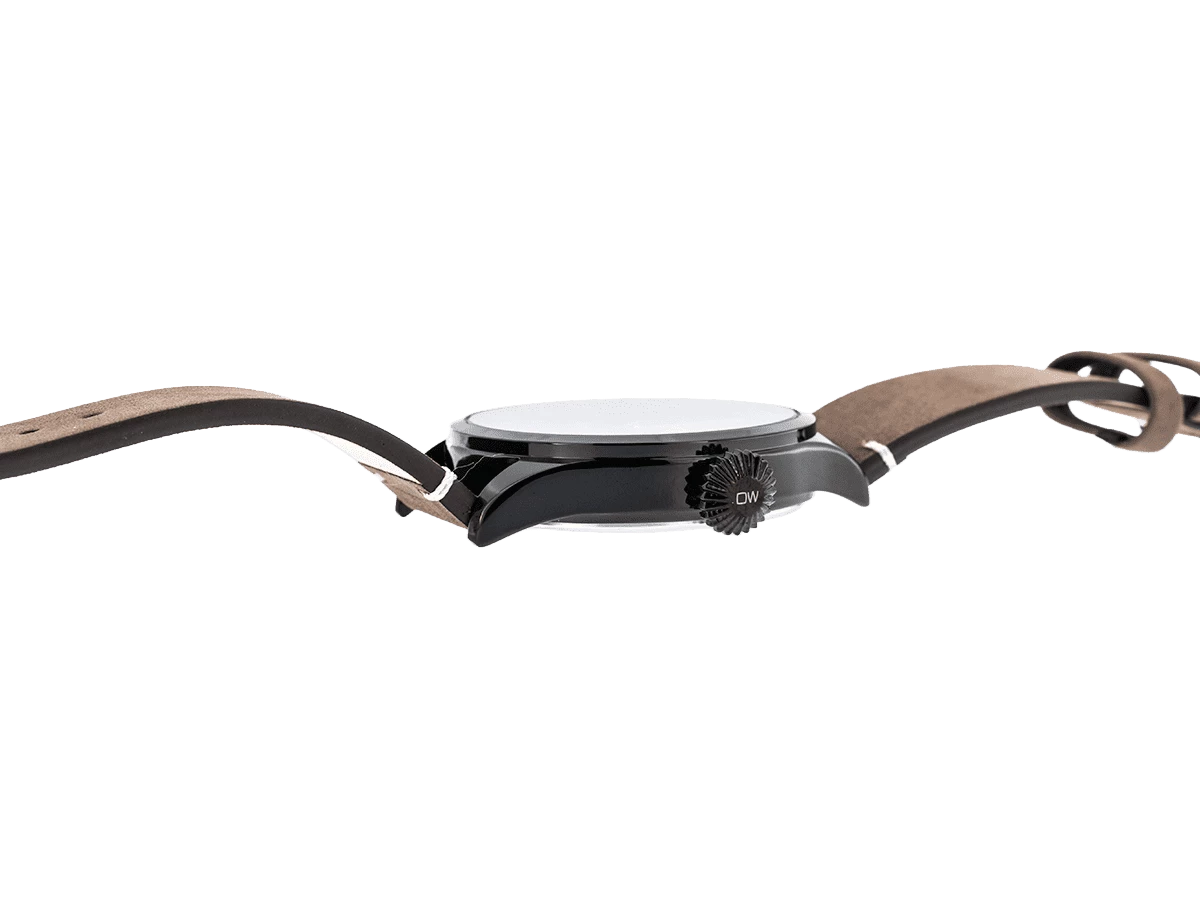 Cool, attraktive Trend-Uhr, schwarz, Echtlederband braun - Bild 5