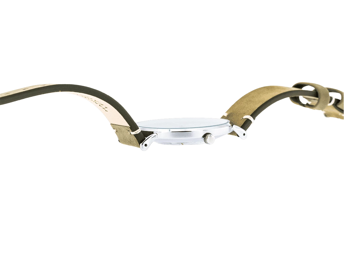 Monte Carlo, topaktuelle Mode-Uhr, mit grünem Zifferblatt, mit Echtlederband olive - Bild 5