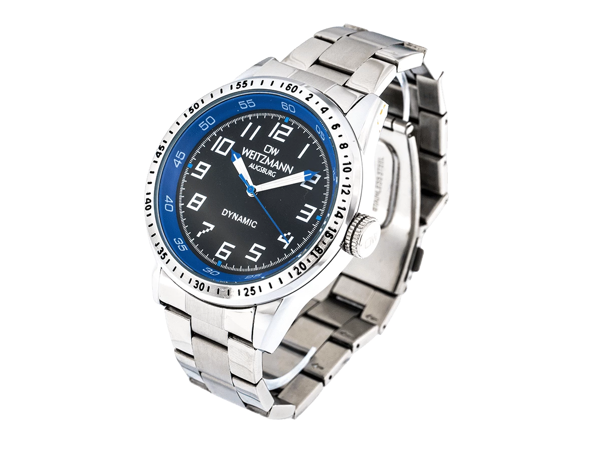 Dynamic, sportlich-elegante Herren-Uhr,  schwarz/blau, Stahlband - Bild 3