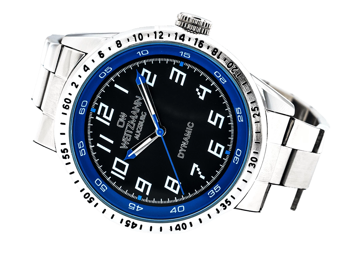 Dynamic, sportlich-elegante Herren-Uhr,  schwarz/blau, Stahlband - Bild 4