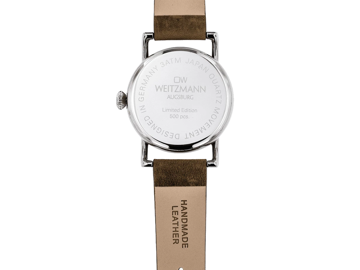 Dresden, nostalgische Vintage-Uhr, Echtlederband hellbraun - Bild 6