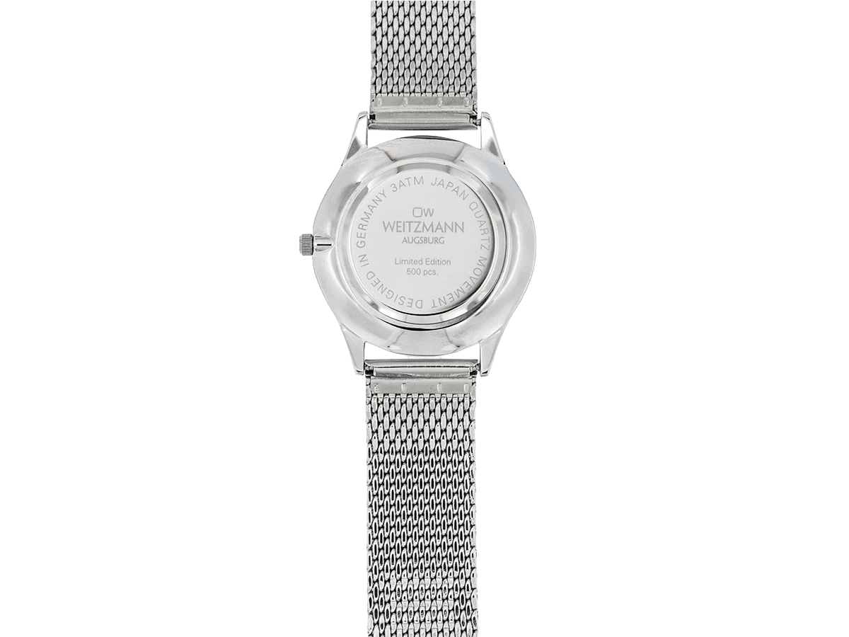 Classic, klassische Herren-Uhr, mit rotem Zifferblatt, Milanaiseband - Bild 6