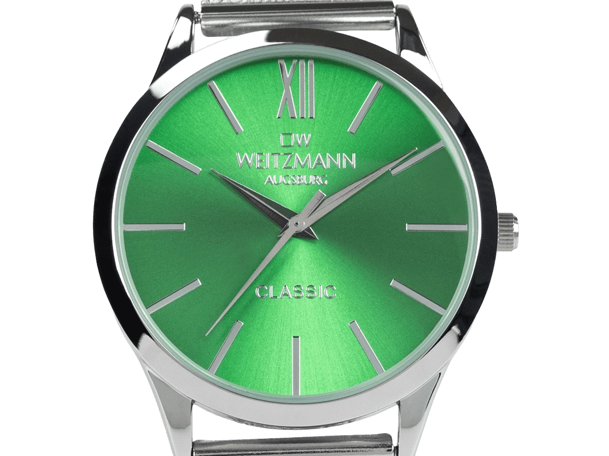 Classic, klassische Herren-Uhr, mit grünem Zifferblatt, Milanaiseband - Bild 2